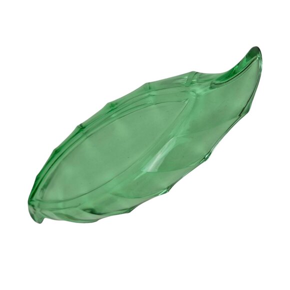 Vintage Heisey Dish Moongleam Twist Green Leaf-Shaped Celery Relish Candy - Picture 6 of 10